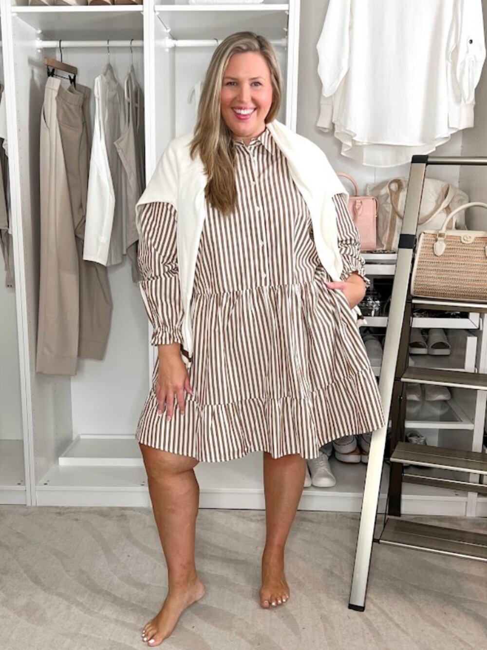 Able Button Down Ruffle Mini Dress